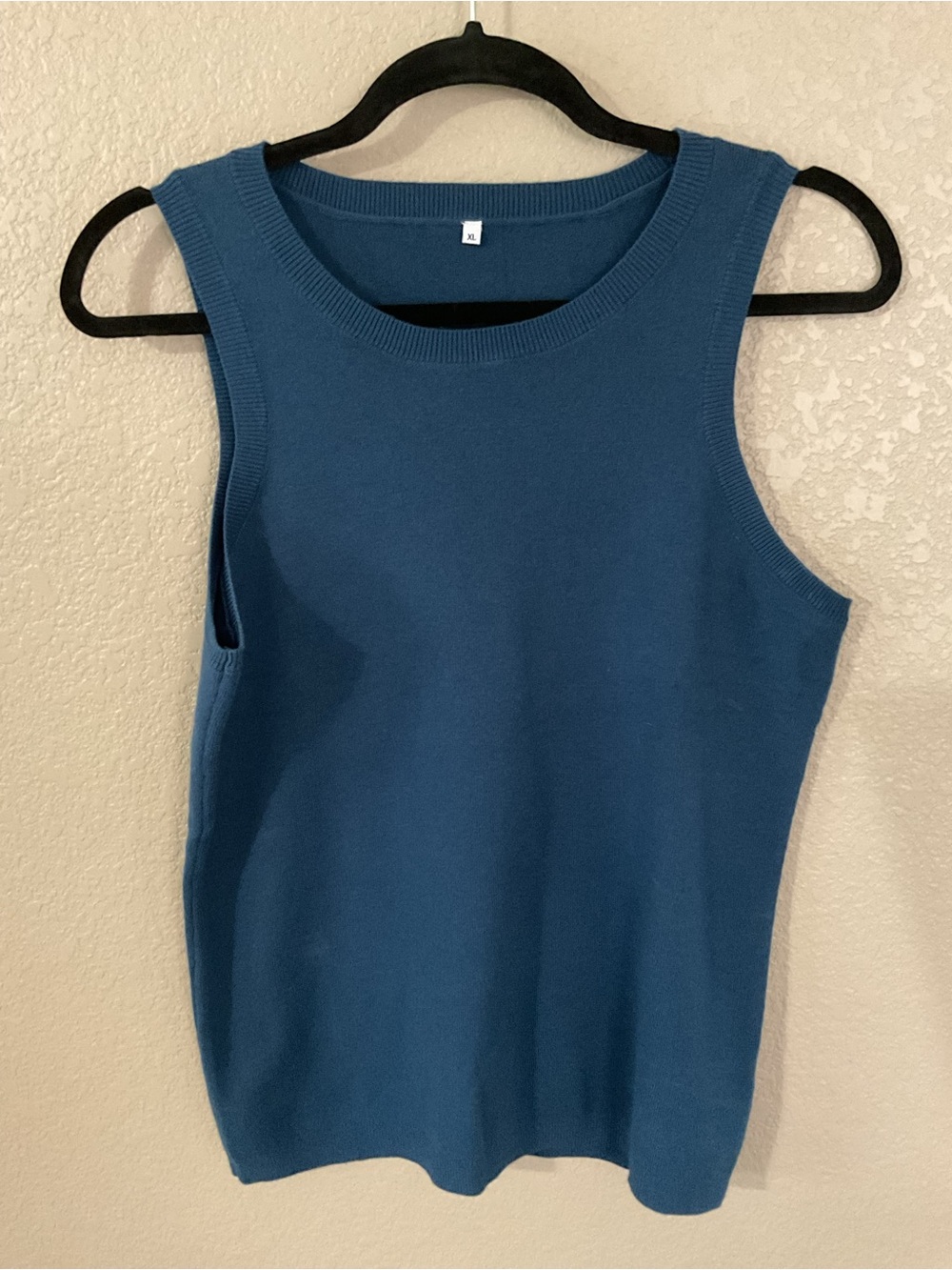 Women's Sleeveless Knit Tank Top in Teal - Classic Crew Neck
